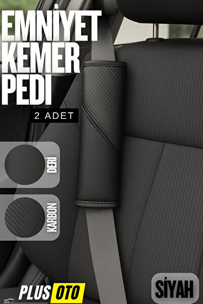 PlusOto Siyah Emniyet Kemer Pedi 2 Adet Cırtlı Emniyet Kemer Kılıfı Omuz ve B...