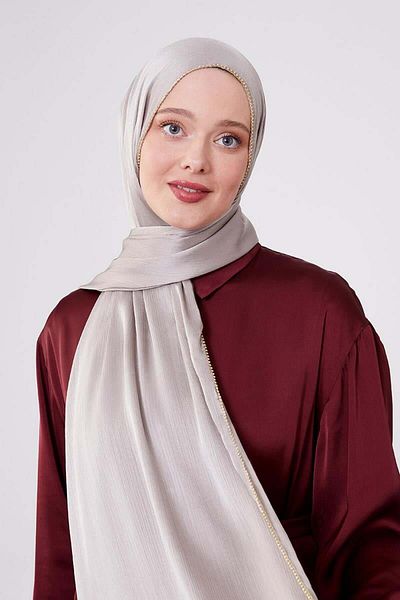 FİVESCARF Brilliant Shawl with Stone Stripes on Mink Sides