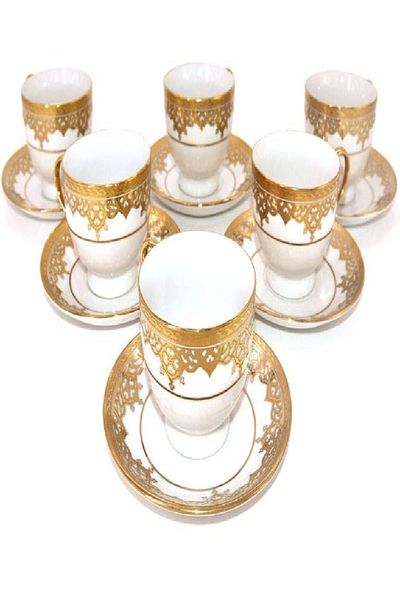 KITCHEN SOUQ طقم قهوة من 12 قطعة - طقم أنيق من الفناجين والصحون