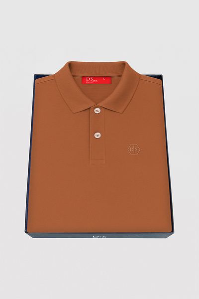 D'S Damat Тениска с поло яка Ds Groom Slim Fit Tobacco Box