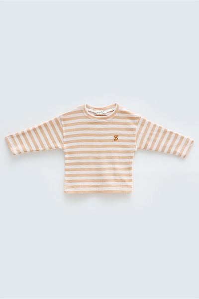 Atelier Babbi Μακρυμάνικο T-shirt / Μπεζ ριγέ