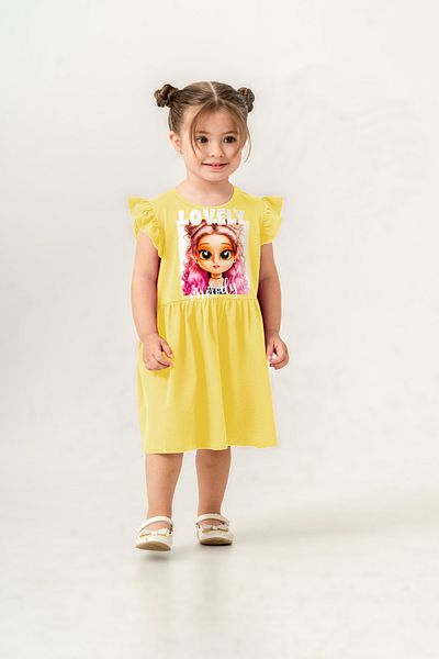 Gocoland Girl's Short Sleeve Lycra Combed Cotton Printed Dress