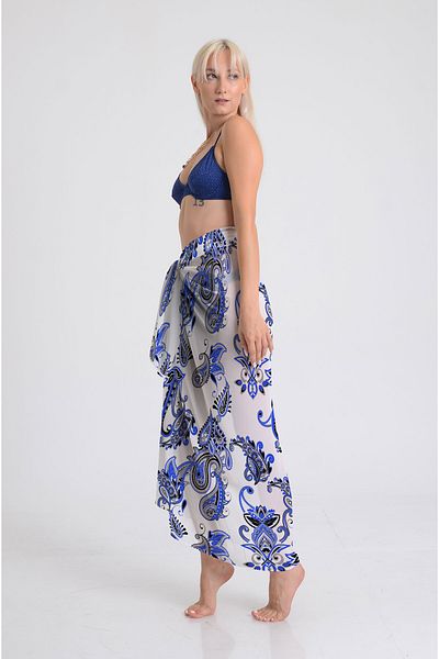 DESENİX Classic Paisley Pattern Pareo - 100X145 cm - Silky Chiffon & Luxury Satin Fabric Option - Beach Dress