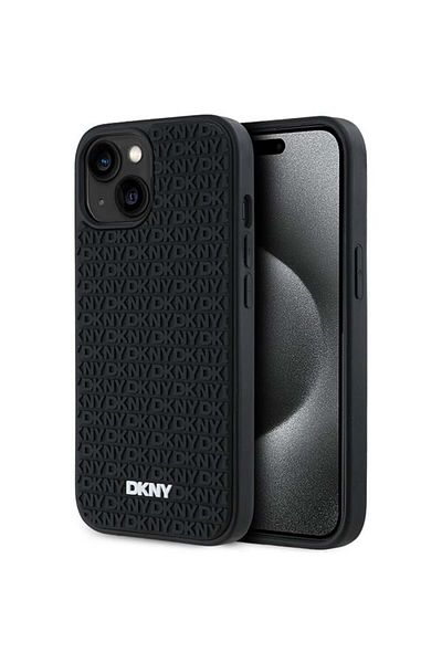 Dkny Case for iPhone 15 Plus - DKNY Hardcase 3D Rubber Repeat Pattern (DKHCP15M3DRPWK) - Black