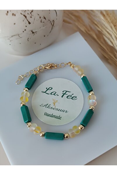 La fee aksesuar سوار من حجر الكوارتز الطبيعي الأصفر المتجمد، سوار من حجر الفي...