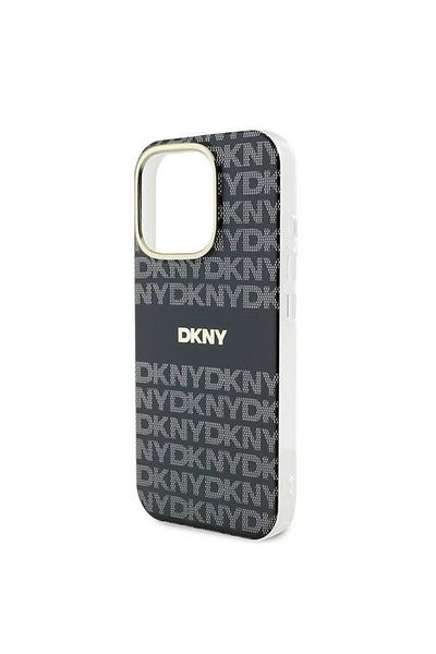 Dkny Case for iPhone 16 Pro - DKNY Hardcase Repeat Texture Pattern With Stripe (DKHMP16LHRHSEK) - Black