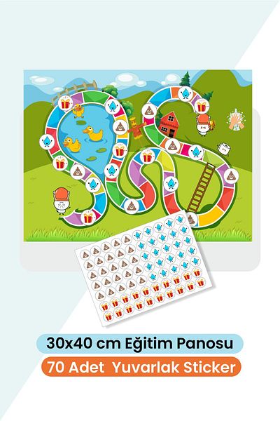 Piksel Grafik Fun and Educational Toilet Training Sticker Board 30X40 cm