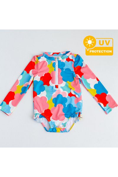 Mama Yoyo Baby&Kids Front Zipper - Bottom Snap Swimsuit Floral