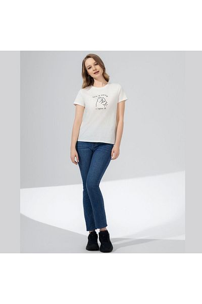 Giordano Women's Comfort Print Cotton Jersey Short Sleeve Tee