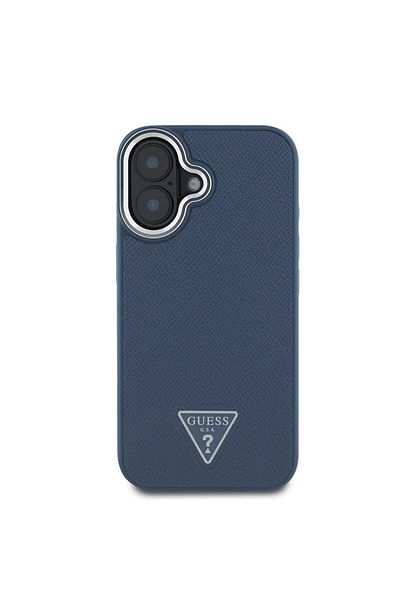 Guess Case for iPhone 16 - Guess Grained Triangle MagSafe (GUHMP16SPGTSPSK) - Black