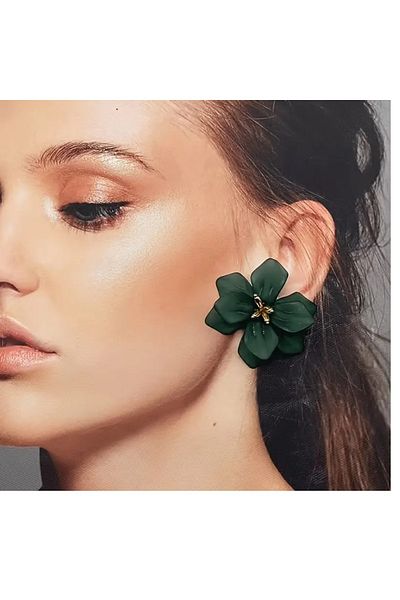 mos&more Green Resin Flower Women Earrings