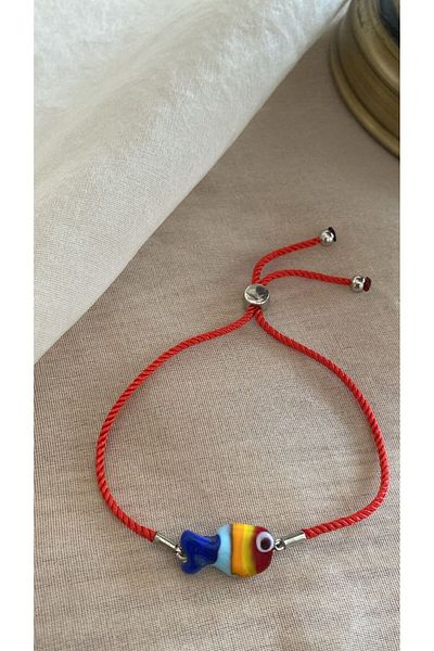 BAE ATOLYE Fish Lift Red Rope Bracelet Glass Murano