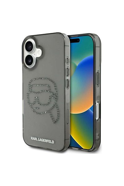 Karl Lagerfeld Case for iPhone 16 - Karl Lagerfeld IML Rhinestones (KLHCP16SHKHDCELK) - Karl Head