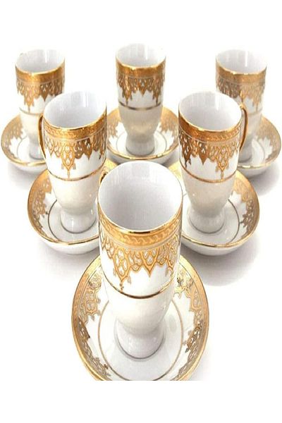 KITCHEN SOUQ طقم قهوة من 12 قطعة - طقم أنيق من الفناجين والصحون