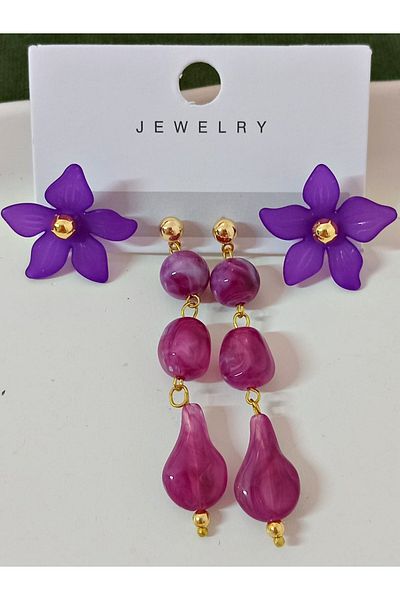 mos&more 4 Pieces Flower Lightweight Earrings for Women