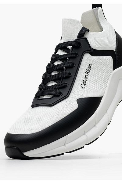 Calvin Klein Men's Ck Low Top Lace up Sneakers - White/Black