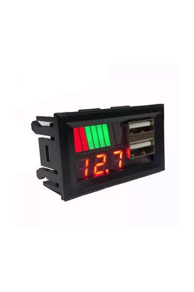 Powermaster IC278C Dijital Voltmetre USB Çıkışlı Akü Göstergeli DC 12Volt Akü...
