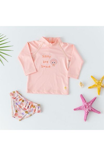 Mama Yoyo Baby&Kids UV Protected Long Sleeve Swimsuit Set // Shell