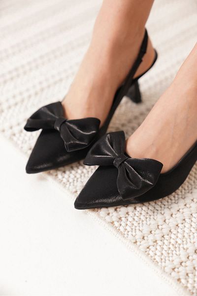 stoneclass Pantofi cu toc din satin cu spate deschis pentru femei