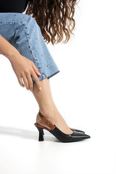 Getcho Solet Women's Black Thin Heeled Shoes