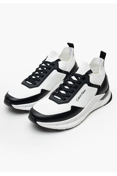 Calvin Klein Men's Ck Low Top Lace up Sneakers - White/Black