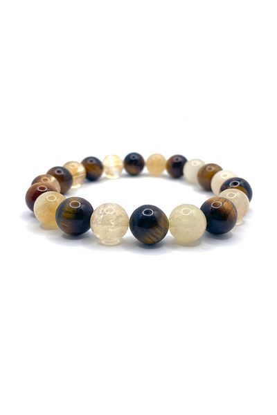 OSMANLI DOĞAL TAŞ Citrine 10mm Natural Stone Tiger Eye Bracelet