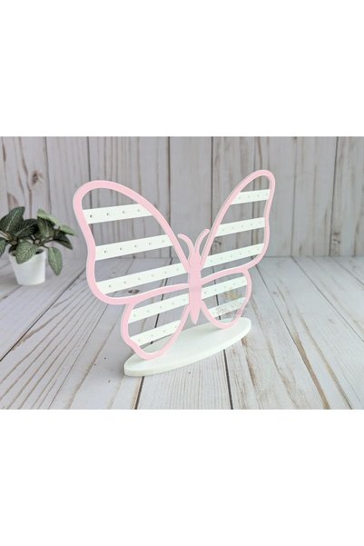 AlaSwan Butterfly Pattern White and Pink Color Multiple Earring Stand