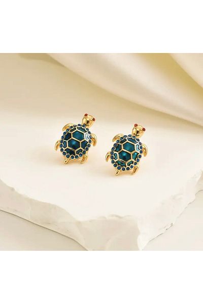 Accessories Vanilla Avenue Blue Cute Turtle Figured Sparkling Everyday Use Women's Earrings