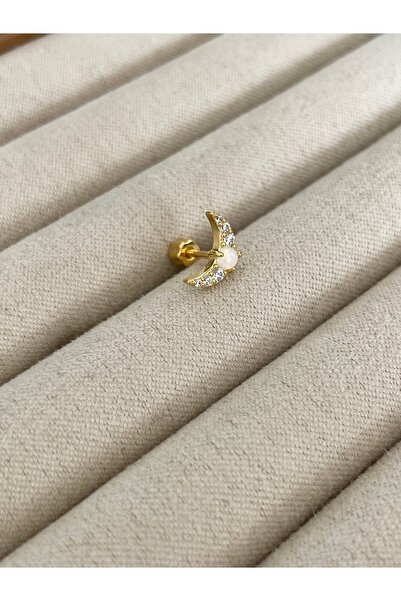 Sade Accessory Opal Taşlı Hilal Piercing