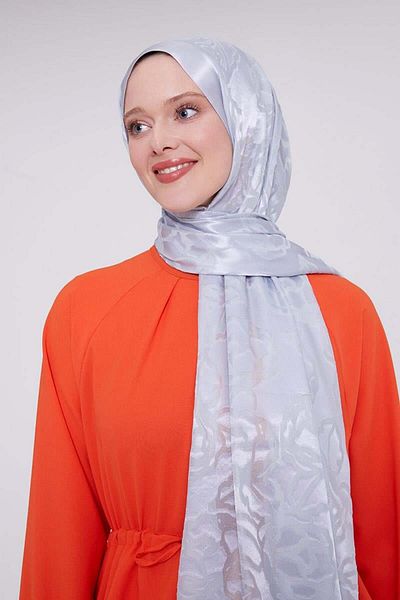 FİVESCARF Baby Blue Rose Pattern Deluxe Devore Shawl