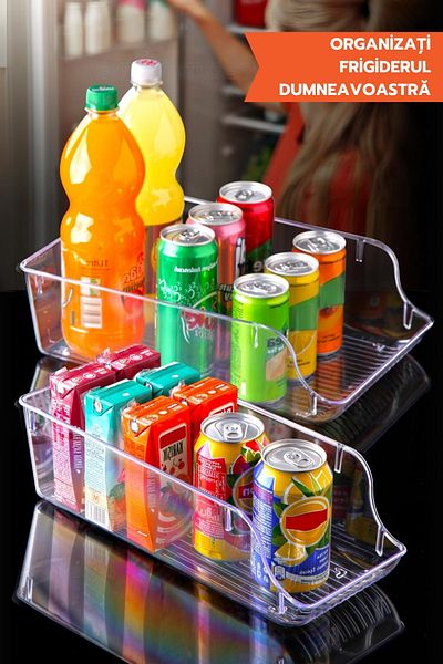 Ginza Maison Set Of 2 Refrigerator Organizer, Multifunctional, Large Sizes (36X15, 36X23.5), Transparent, Acrylic