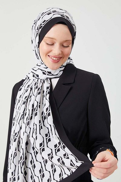 FİVESCARF Μαύρο στρογγυλό σχέδιο Violet Medina Silk Shawl