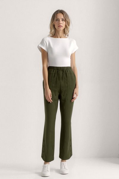 Vitrin Buttoned Crinkle Fabric Trousers