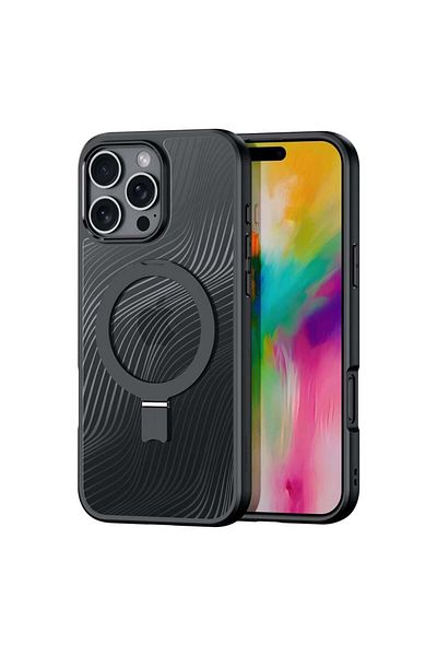 Dux Ducis IPhone 16 Pro Case - Dux Ducis Aimo MagSafe Magnetic Stand - Black
