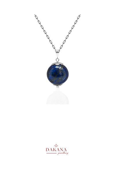 DAKANA JEWELLERY Certified Lapis Lazuli Natural Stone Libra Zodiac Sign Silver Pendant
