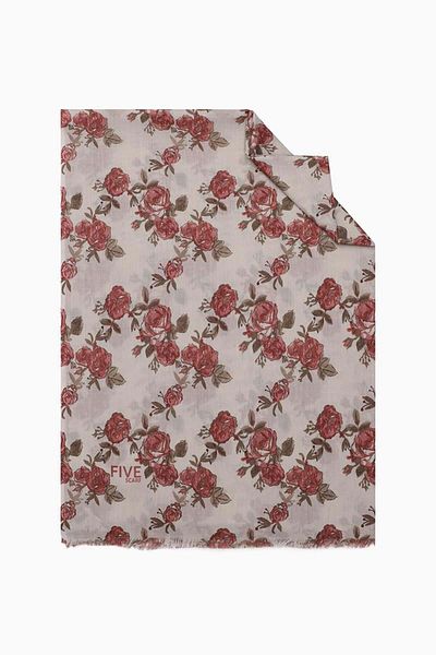 FİVESCARF Pink Relax Large Floral Shawl