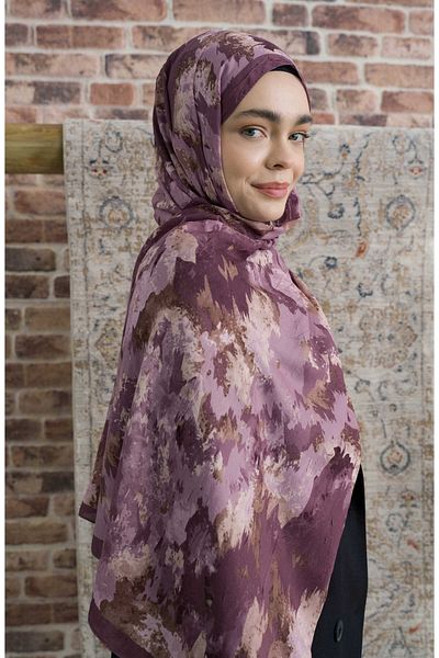 Fatma Atasoy Pigmentia Patterned Lilac Crash Shawl