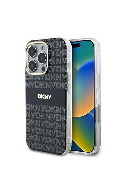 Dkny Case for iPhone 16 Pro - DKNY Hardcase Repeat Texture Pattern With Stripe (DKHMP16LHRHSEK) - Black