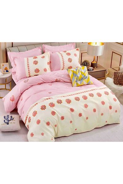 JOJO Elegant 6-Piece Linen Set with Fine Cotton Elastic, Bed Sheet 180x200cm, 2-Person Bed