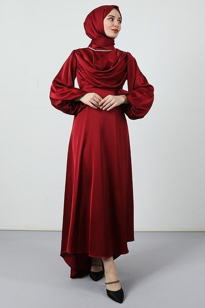 GİYZAMİLA Φόρεμα Degaje με ουρά Claret Red