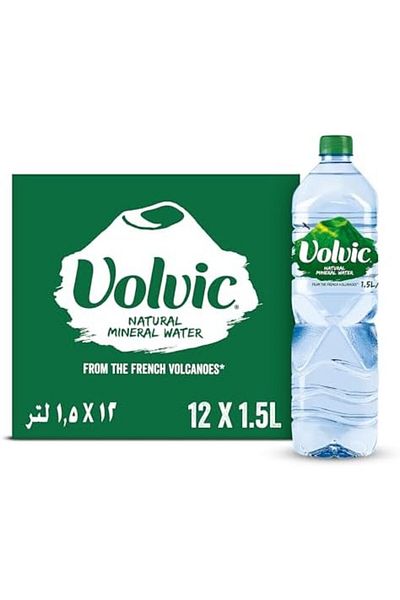 Volvic Natural Water, Mineral Drinking Water, Sustainably Sourced Water Bottle, Case Of 12 X 1.5L Vo