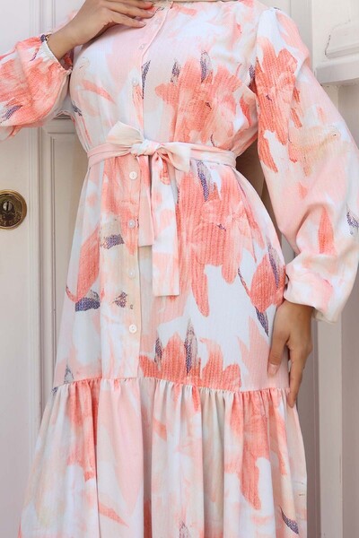 benguen Φόρεμα Hijab με σχέδιο Salmon 558