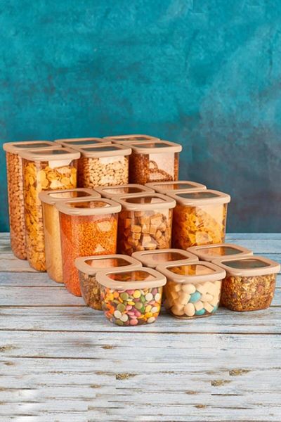 VİP AHMET Vip Ahmet Beach Square Storage Containers Transparent Copper Set of 18 Vp-055