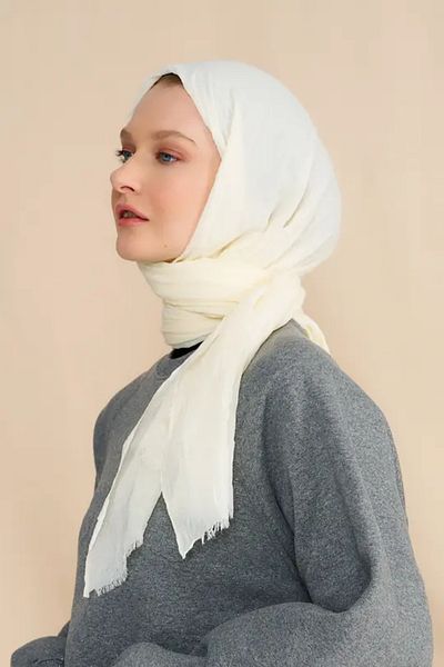 AMİNENESİL Aminenesil Moda Cashmere Bamboo Scarf Ecru Color