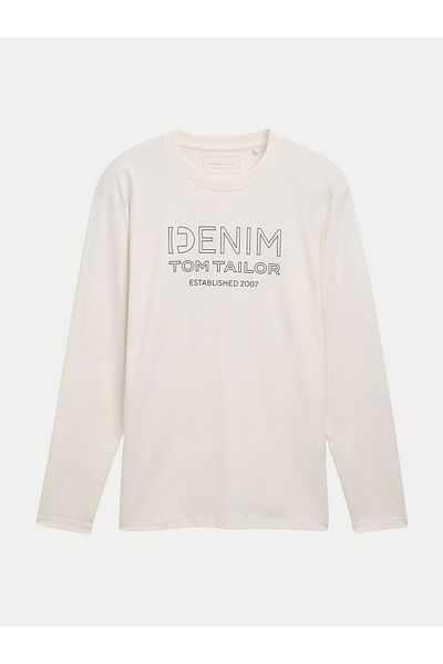 Tom Tailor Denim Men's Longsleeve 1043484 Ecru