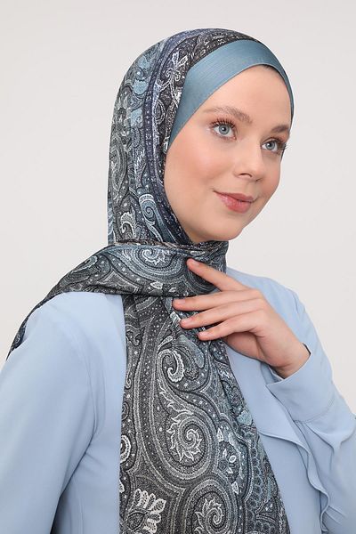 FİVESCARF Water Green Shaded Pattern Brand Shawl