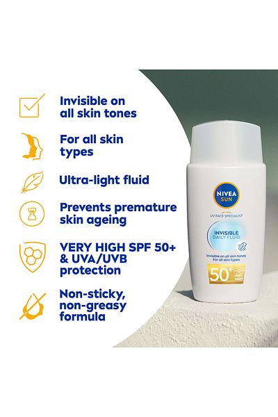 NIVEA NIVEA SUN UV Face Specialist Invisible Daily Fluid, SPF 50+, All Skin Types, 40ml