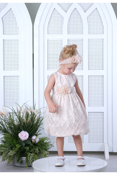 Via Bambino Flower Baby Dress Salmon 3185