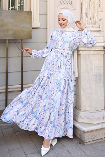 benguen Φόρεμα Hijab με σχέδιο λιλά 555