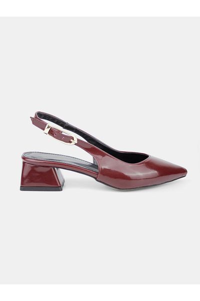 MAGGIO Pantofi cu toc de damă din piele lacuită bordeaux